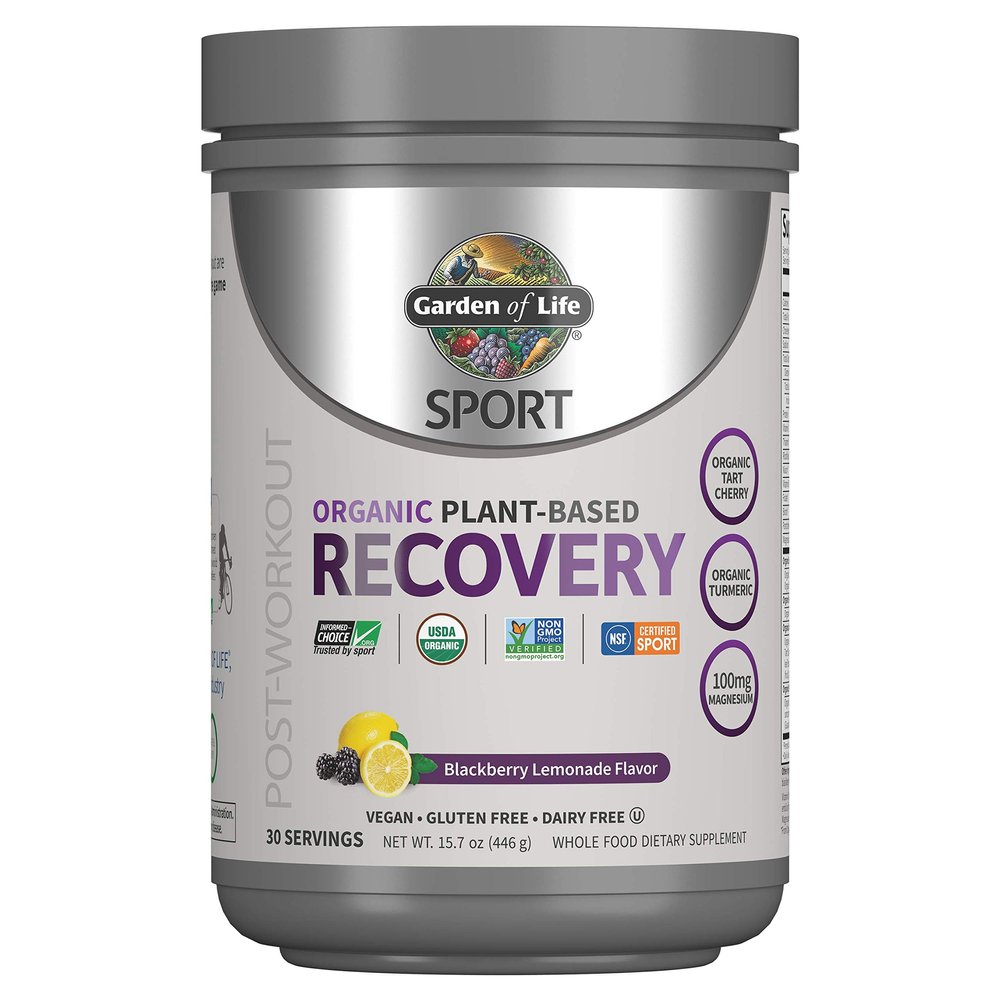 Garden of Life Sport Vegan Post Workout Muscle Recovery Powder for Men & Women - BlackBerry Lemonade 30 Servings, Organic Plant Based Recovery, 100mg Magnesium, Antioxidants, Post Workout Supplements