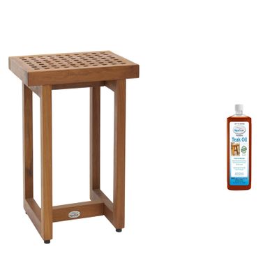 AquaTeak The Original 18" Grate Teak Shower Bench & AquaTeak Premium Teak Oil