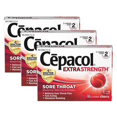 Cepacol Extra Strength Sore Throat, 16 Lozenge, 3-pack, Cherry