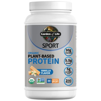 Garden of Life Organic Vegan Protein Powder with Probiotics, BCAAs, NSF Certified, Gluten Free & Sport, Non GMO, Sport Protein Powder, 19 Servings, Vanilla