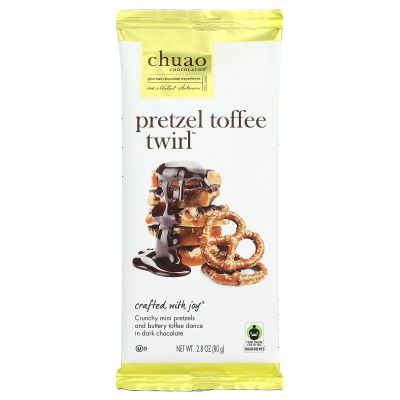 Chuao Chocolatier, Bar Chocolate Dark Pretzel Toffee, 2.8 Ounce