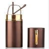 2 Packs Pocket Readers Ultra Slim Compact Reading Glasses Spring Temple w/Portable Pocket Clip Aluminum Case Brown +3.50 view 2
