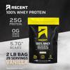 Ascent 100% Whey Protein Powder - Post Workout Whey Protein Isolate, Zero Artificial Flavors & Sweeteners, Soy & Gluten Free, 5.5g BCAA, 2.6g Leucine, Essential Amino Acids, Vanilla Bean 2 lb view 2