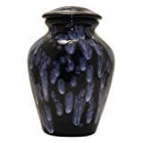 Navy Blue with White CrystalsUrn- Cremation Urn or Keepsake for Ashes - Hand Made Pottery (90 Cubic Inches)