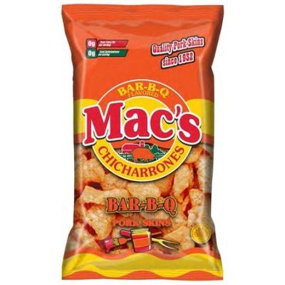 Mac's Pork Skins, 2.5 oz Bags (Pack of 4) (Bar-B-Q)