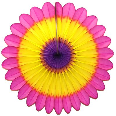 3-Pack 18 Inch Tissue Paper Fanburst Decoration (Easter - Cerise/Yellow/Purple)