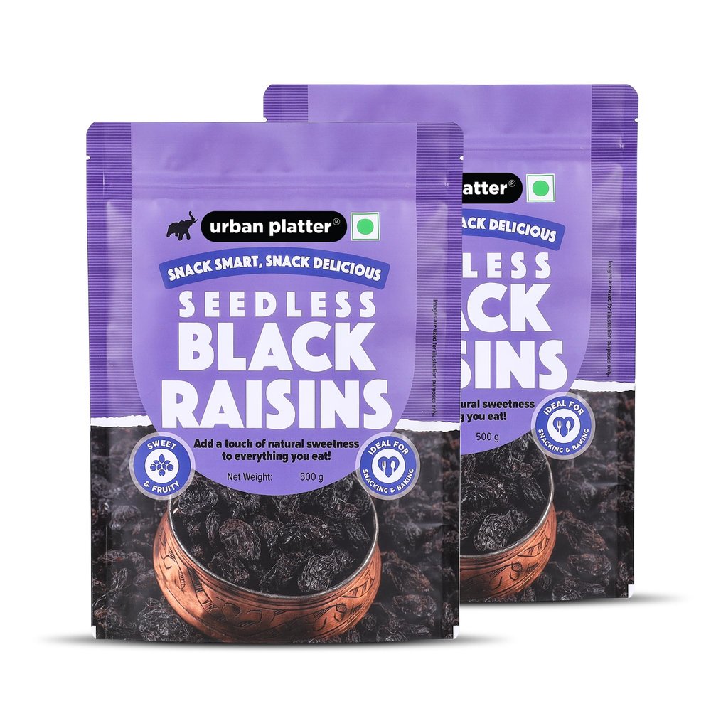 Urban Platter Seedless Black Raisins, 1Kg