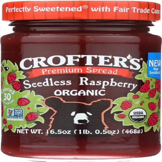 Crofters Fruit Spread - Organic - Premium - Raspberry - 16.5 oz - case of 6