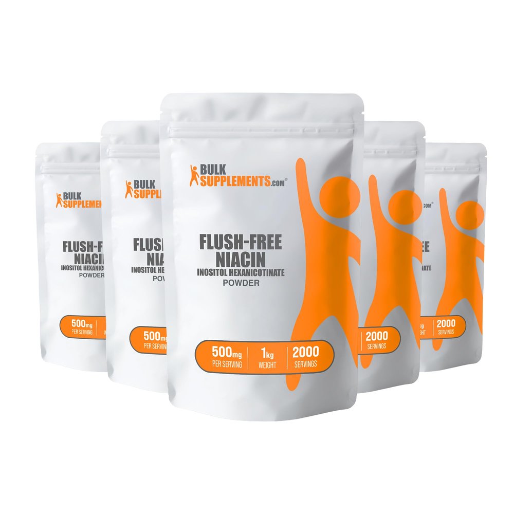BulkSupplements.com Flush Free Niacin Powder - as Inositol Hexanicotinate, Vitamin B3 Supplement, Niacin 500mg Flush Free - Gluten Free, 500mg of per Serving, 5kg (11 lbs) (Pack of 5)