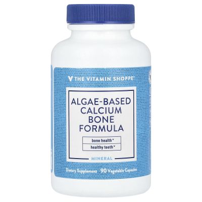 The Vitamin Shoppe Plant-Based Algae Calcium - Bone Health Formula | with Magnesium D3 K2 | 90 Veggie Caps | Vegan Whole Food