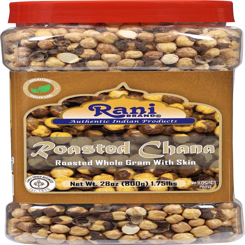 Rani Roasted Chana (Chickpeas) Plain Flavor 28oz (1.75lbs) 800g PET Jar ~ All Natural | Vegan | No Preservatives | Gluten Friendly | Indian Origin | Great Snack, Ready to Eat