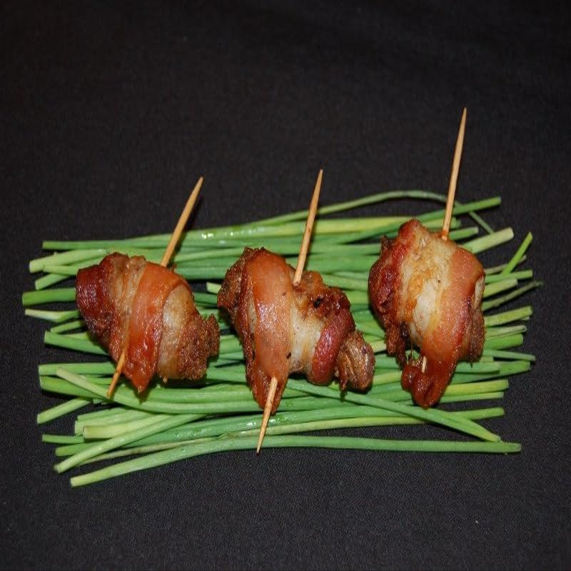 Les Chateaux Rumaki Appetizer - Frozen - 100 Per Case - Gourmet Chicken Livers and Water Chestnuts Wrapped in Bacon