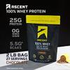 Ascent 100% Whey Protein Powder - Post Workout Whey Protein Isolate, Zero Artificial Flavors & Sweeteners, Gluten Free, 5.5g BCAA, 2.6g Leucine, Essential Amino Acids, Chocolate 2 lb view 2
