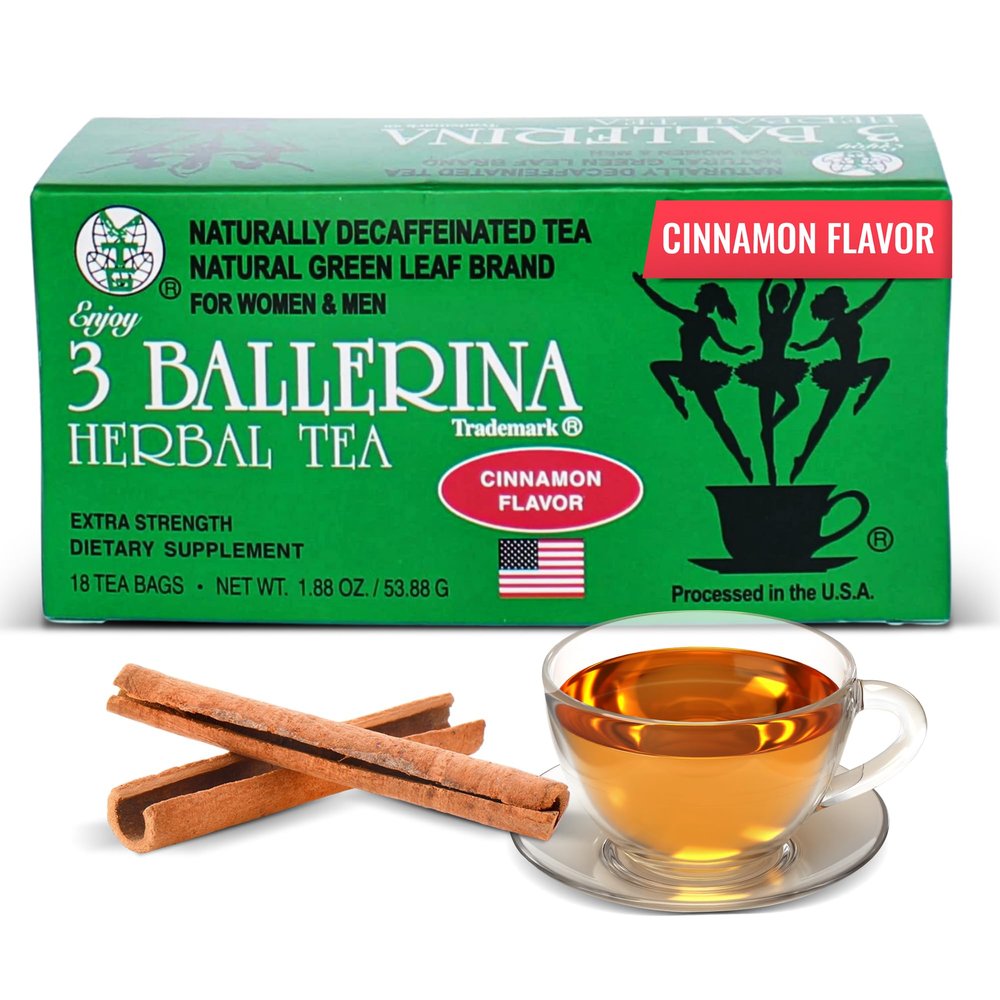 3 Ballerina Diet Tea Extra Strength Cinnamon Flavored Herbal Tea Bags for Digestive Comfort and Weight Maintenance 18 Count
