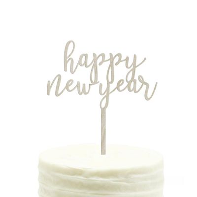 Andaz Press Holiday Wood Cake Toppers, Happy New Year, 1-Pack, 2026