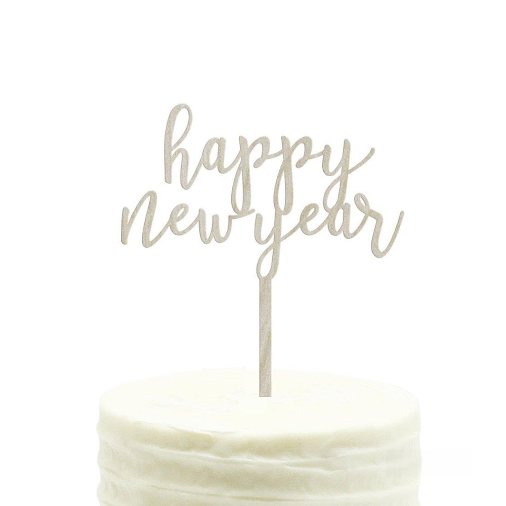 Andaz Press Holiday Wood Cake Toppers, Happy New Year, 1-Pack, 2026