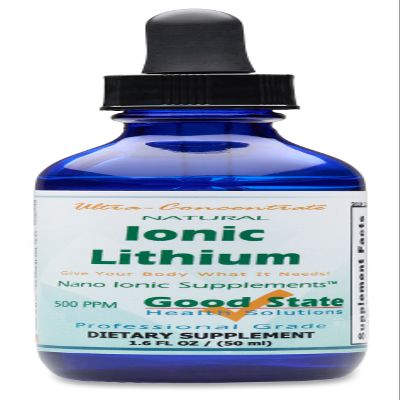 (Glass Bottle) Good State Liquid Ionic Lithium Ultra Concentrate (10 Drops Equals 500 mcg - 100 Servings per Bottle)