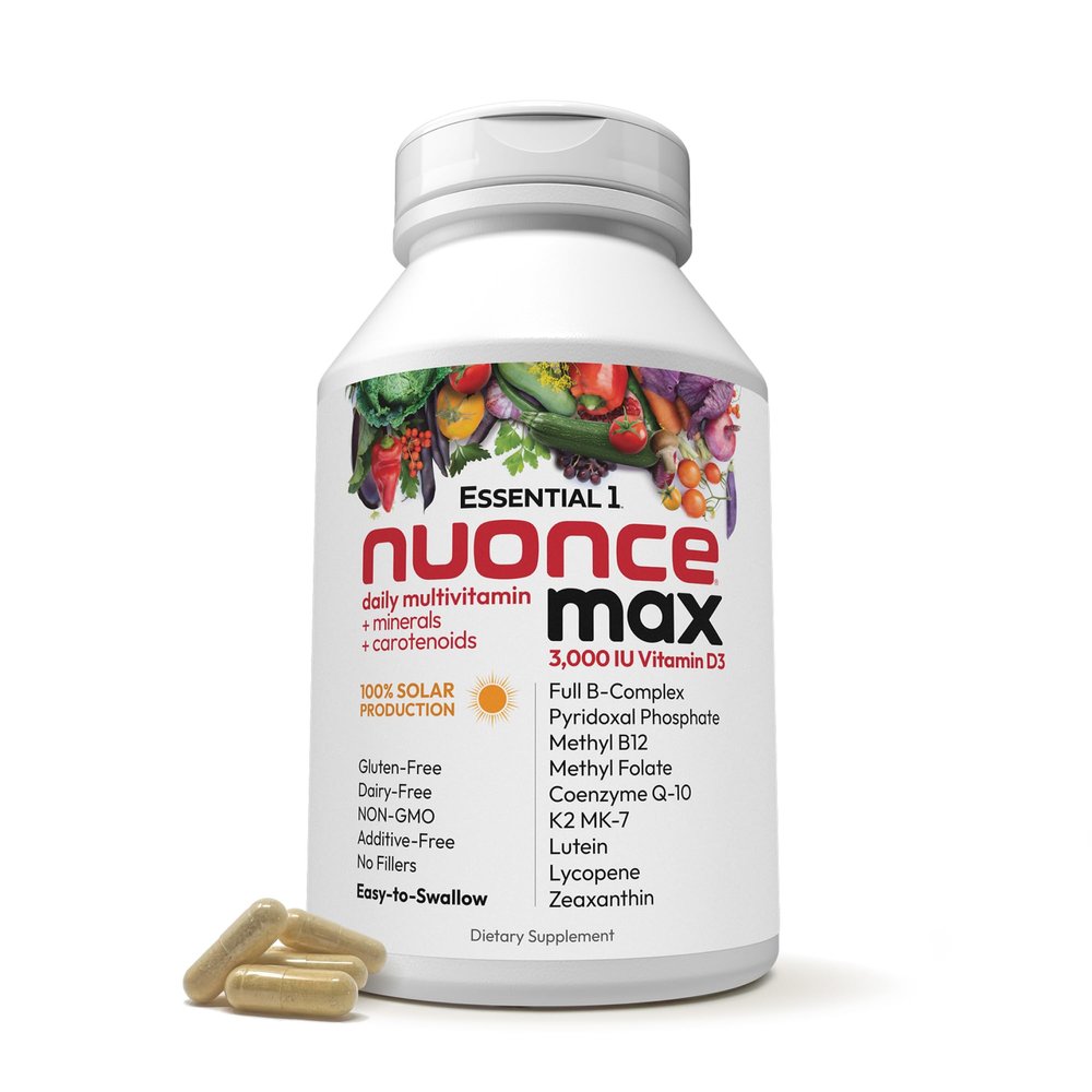 ANDREW LESSMAN Essential-1 nuonce max Multivitamin 3000 IU Vitamin D3 180 Small Capsules. 100 mcg Methyl B12. CoQ10 Lutein Lycopene Zeaxanthin. High Potency. No Additives. Ultra-Mild One Daily Capsule