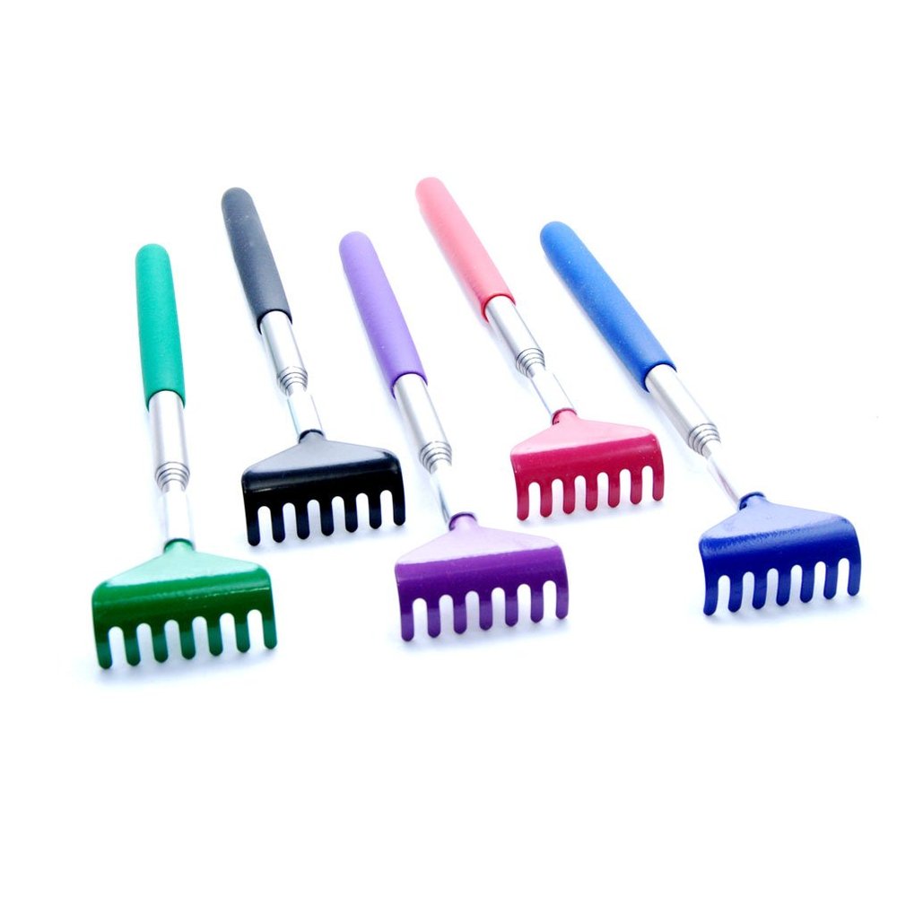 Favorict - Ultimate Telescopic Stainless Extendable Back Scratcher (5 Piece, Black,Purple,Red,Green,Blue)