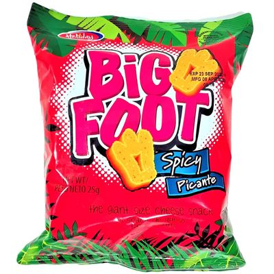Holiday Big Foot Giant Cheese Snack Spicy Crunchy Corn Puffs Party Size Bag 0.8 oz Pack of 12