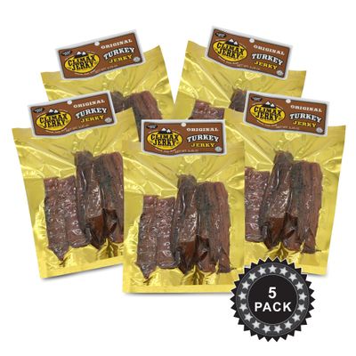 Climax Jerky BEST All Natural 3.25 OZ. Smoked Turkey Jerky Tender and Juicy - No Preservatives - High Protein - Low Carbs (Smoked Turkey, Smoked Turkey 5 Pack)