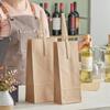 A1 Bakery Supplies 5" x 12 1/2" 1 Bottle Customizable Paper Wine Bag with Handle 25 pacK Brown Kraft Natural Gussett Paper Bags Pint Size Liquor Wine Paper Bags Sub Paper Bag view 2
