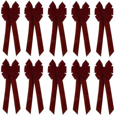 Holiday Trims Velvet Bow 10" Indoor/Outdoor Use Burgundy