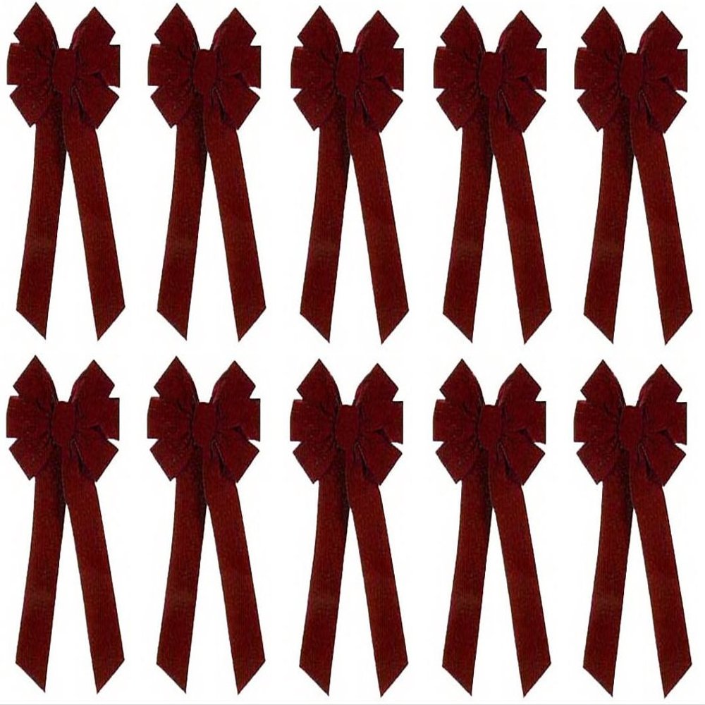 Holiday Trims Velvet Bow 10" Indoor/Outdoor Use Burgundy