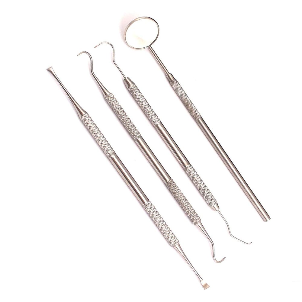AA PRO Dentist Hygiene KIT-4 PC Tools for DEEP Teeth Cleaning-Plaque Remover, Tooth Scraper, Dental Mirror & SCALERS A+ Quality