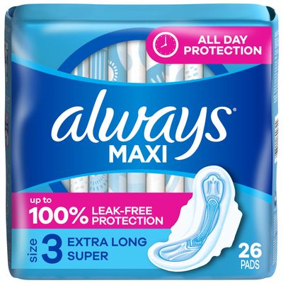 Always Maxi Pads, with Flexi-Wings, Size 3, 26 Count