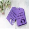 Custom Baby Shower Tags with Baby Feet Cut Out - 12 pc (Purple) view 2