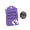 Custom Baby Shower Tags with Baby Feet Cut Out - 12 pc (Purple) view 4