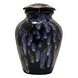 Navy Blue with White CrystalsUrn- Cremation Urn or Keepsake for Ashes - Hand Made Pottery (29 Cubic Inches)