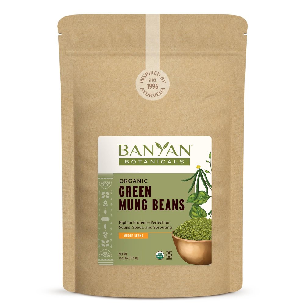 Banyan Botanicals Green Mung Beans  Whole Organic Green Mung Beans for Cooking High Protein Vegetarian Meals  Easy Digestion Meal  1.65 lb.  Non-GMO Gluten Free Vegan