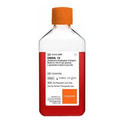 Mediatech 10-013-LX Dulbecco's Modification of Eagle's Medium, Powder, 4.5 g/L Glucose, L-glutamine, and Sodium Pyruvate