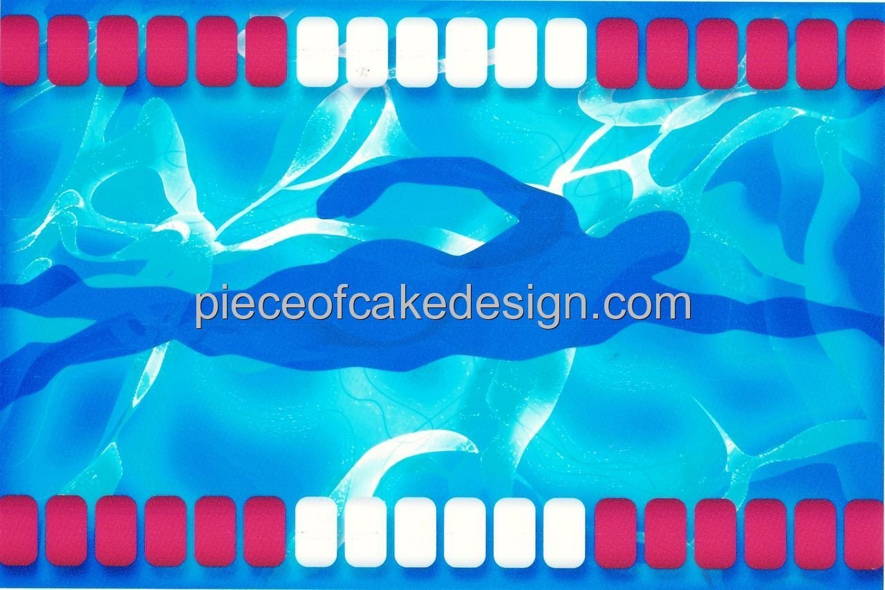 1/4 Sheet ~ Swimming ~ Edible Cake/Cupcake Topper!!!