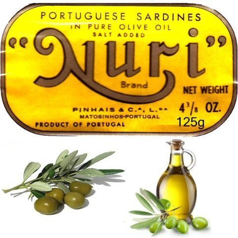 4-Cans Nuri Potuguese Sardines in Pure Olive Oil 125g ea (500g total) by Nuri
