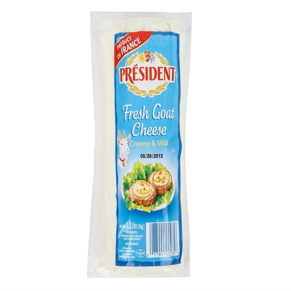 President Precious Plain Goat Cheese Log, 1 Kilogram -- 3 per case.