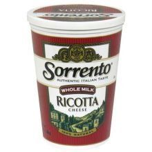 Sorrento Whole Milk Select Ricotta Cheese, 3 Pound -- 6 per case.