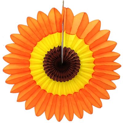 3-Pack 18 Inch Tissue Paper Fanburst Decoration (Fall - Orange/Gold/Brown)