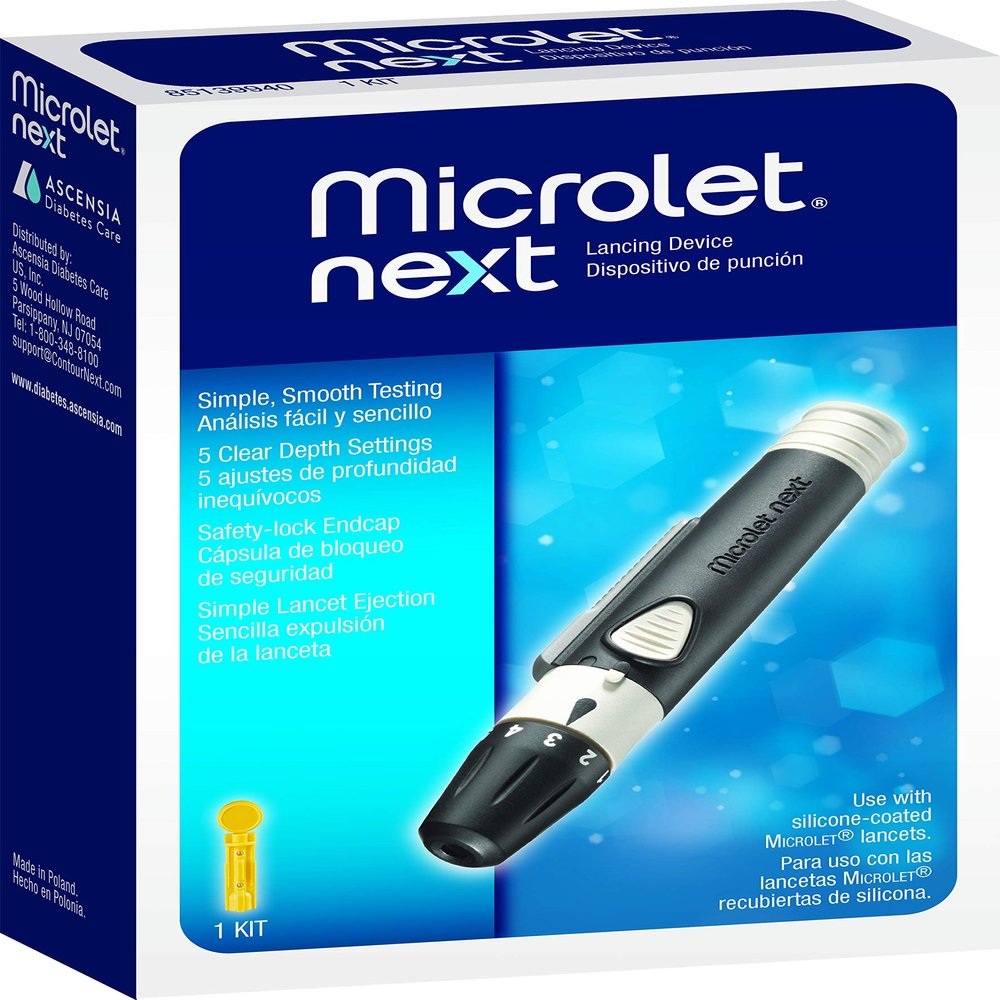 Ascensia MICROLET Next Adjustable Lancing Device, 5 Depth Settings