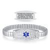 Divoti Olive Stretch Medical Alert Bracelet  Custom Engraved Stainless Steel ID Tag  Hypoallergenic, No Clasp, Slip-On Style  Fits 6.57.5" Wrists  Stylish & Comfortable - SS/Transparent Blue view 1