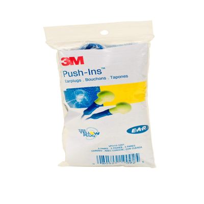 3M 19092-case 3M(TM) E-A-R(Tm) Push-Ins(Tm) Corded Earplugs, VP318-1001, in Vending Pack, 6.0" Height, 1.0" Wide, 3" Length, Polyurethane, One Size Fits Most (Pack of 100)