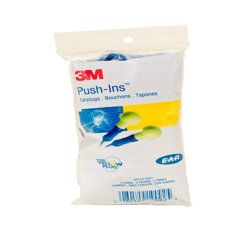 3M 19092-case 3M(TM) E-A-R(Tm) Push-Ins(Tm) Corded Earplugs, VP318-1001, in Vending Pack, 6.0" Height, 1.0" Wide, 3" Length, Polyurethane, One Size Fits Most (Pack of 100)