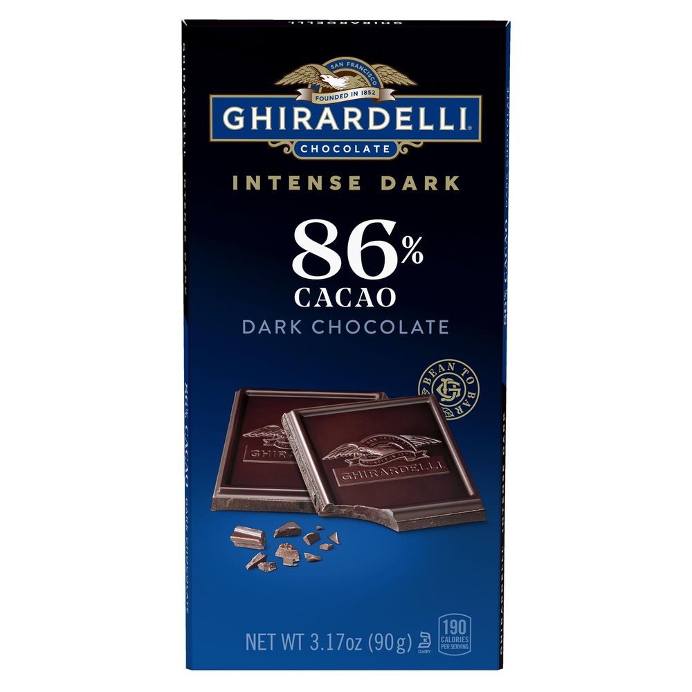 GHIRARDELLI Intense Dark 86% Cacao Chocolate Bar, 3.17 oz  Bold Extra Dark Chocolate with Rich Cocoa Notes