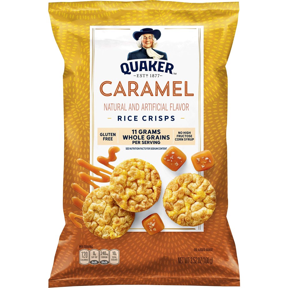 Quaker Rice Crisps, Caramel, 3.52oz Bag
