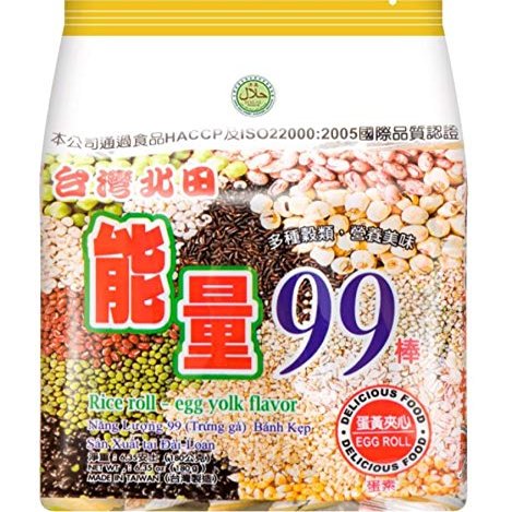 99 All natural Pei Tien Energy 99 rice cake roll 6.35oz (Egg Yolk Flavor, 4 Packs)