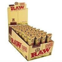 Raw Cone 1.25 Size Unrefined Rolling Paper 32-6 Cone Display