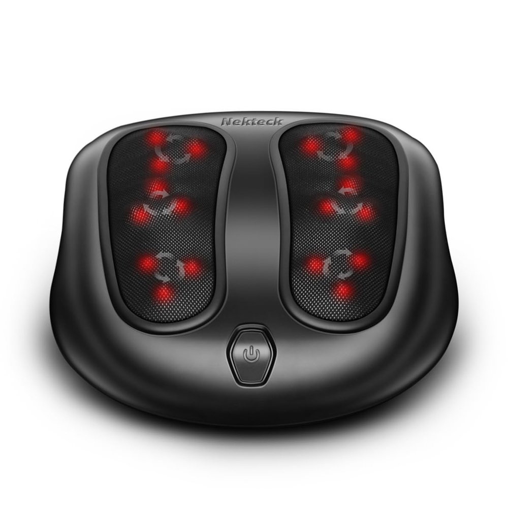 Nekteck Foot Massager with Heat, Shiatsu Heated Electric Kneading Foot Massager Machine for Neuropathy, Plantar Fasciitis, Feet Massage for Pain Relief, Circulation, Valentines Gifts for Man Woman Her