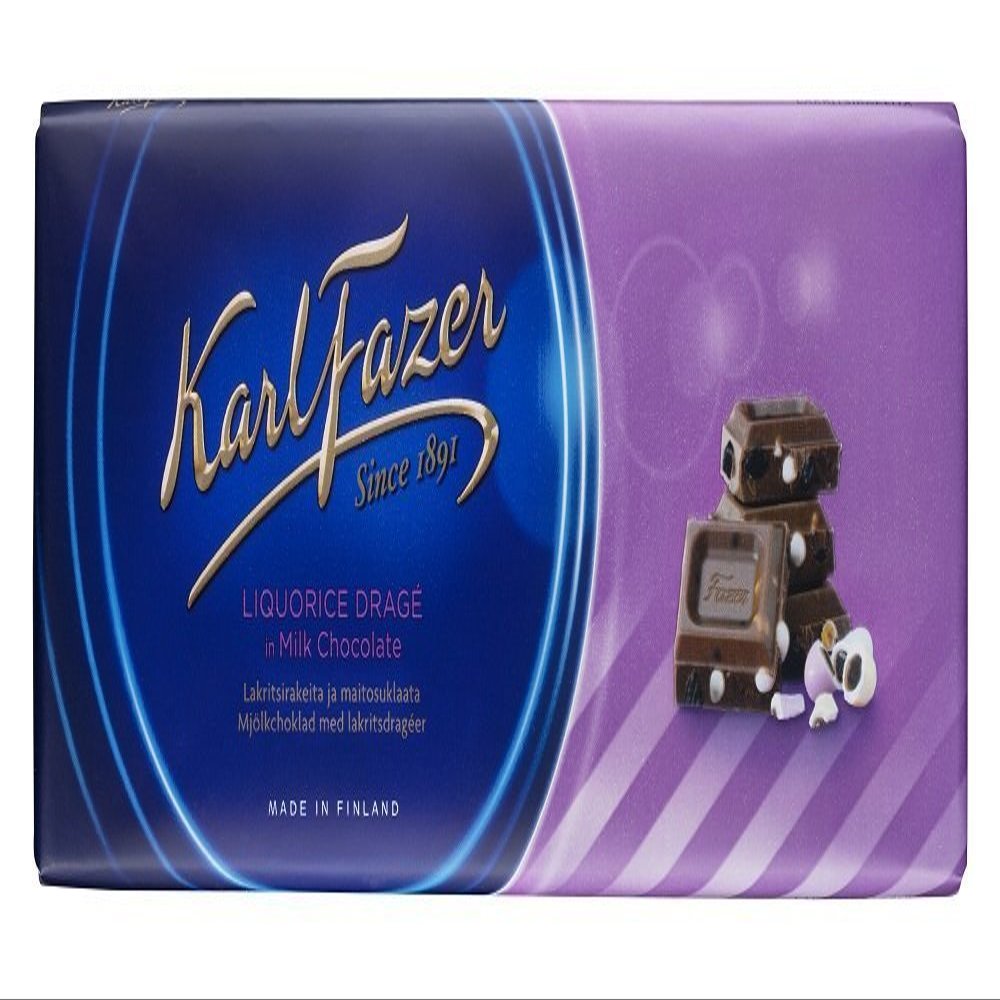 10 Bars x 200g of Karl Fazer Liquorice (Licorice) Drage - Original - Finnish - Milk Chocolate